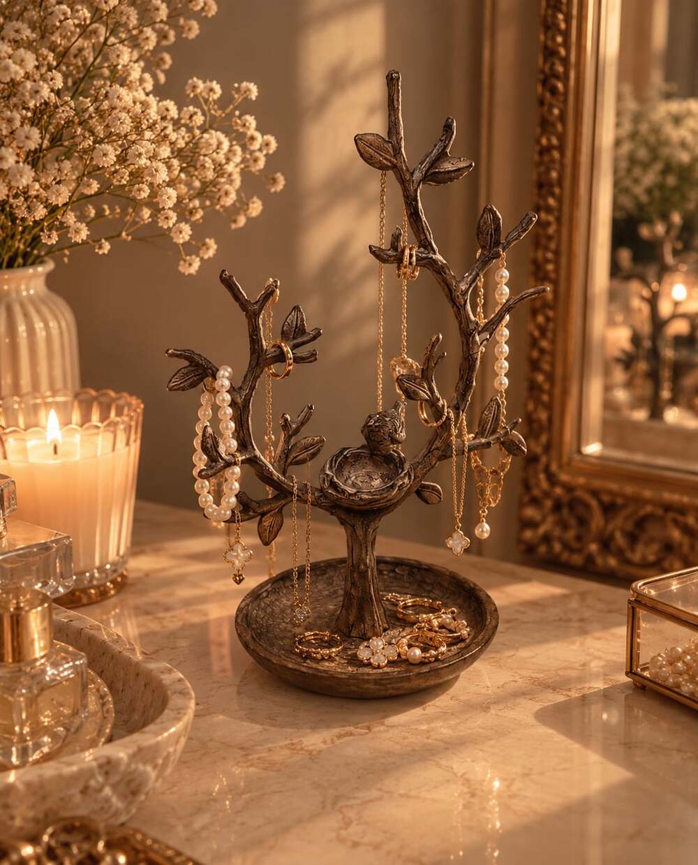 Jewelry Display Trees - Bird and Twig Trees with Nest Set, Jewelry Display Acces